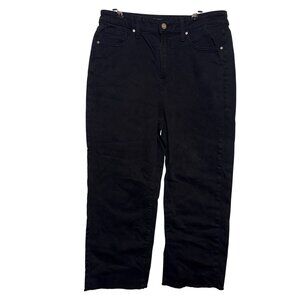 Chicos Womens High Rise Straight Leg Crop Jeans Size 10 Black Denim